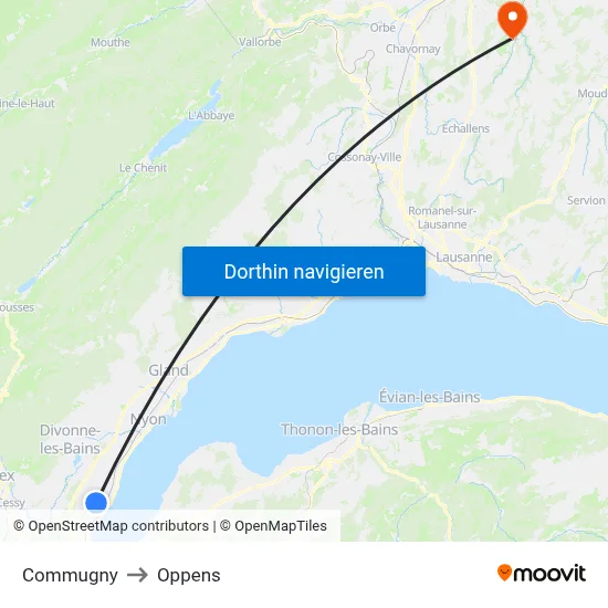 Commugny to Oppens map