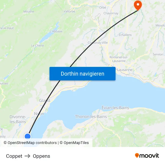 Coppet to Oppens map