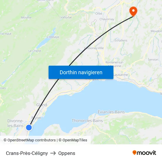 Crans-Près-Céligny to Oppens map