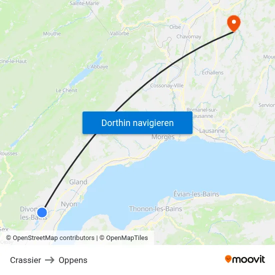 Crassier to Oppens map