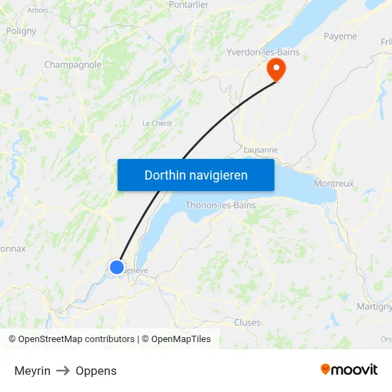 Meyrin to Oppens map