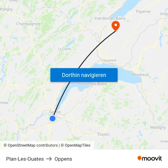Plan-Les-Ouates to Oppens map
