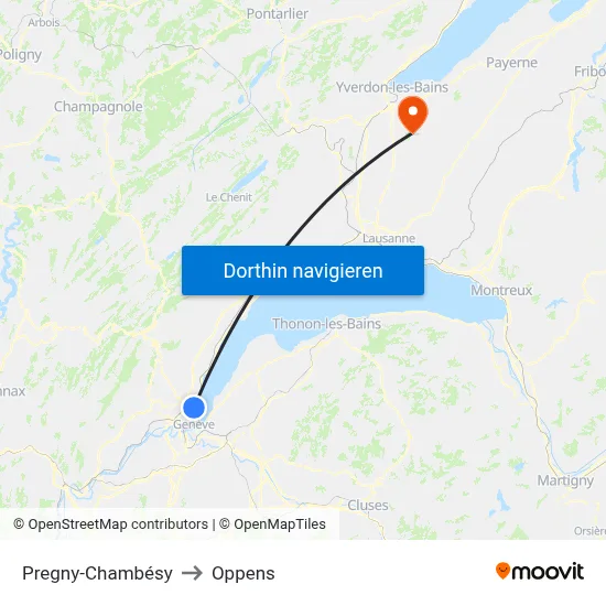 Pregny-Chambésy to Oppens map