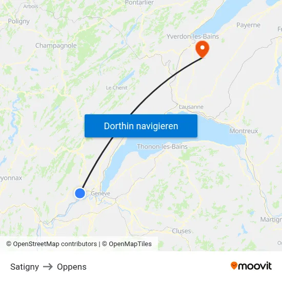 Satigny to Oppens map