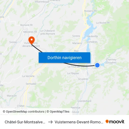 Châtel-Sur-Montsalvens to Vuisternens-Devant-Romont map