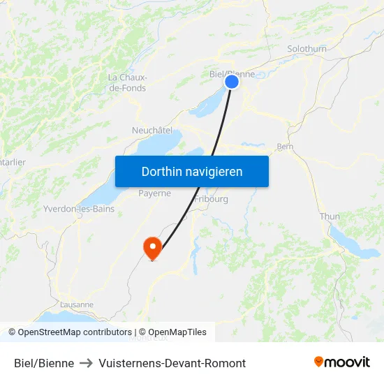 Biel/Bienne to Vuisternens-Devant-Romont map