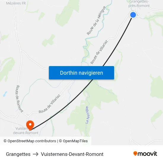 Grangettes to Vuisternens-Devant-Romont map