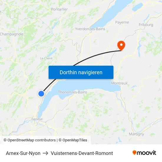 Arnex-Sur-Nyon to Vuisternens-Devant-Romont map