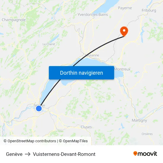 Genève to Vuisternens-Devant-Romont map