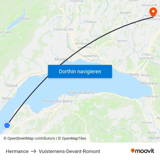 Hermance to Vuisternens-Devant-Romont map
