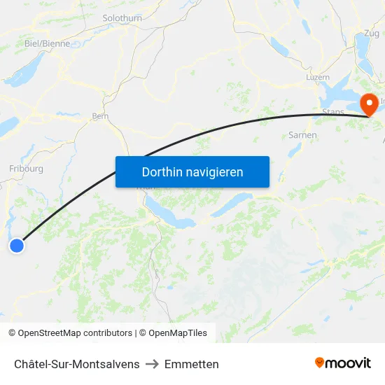 Châtel-Sur-Montsalvens to Emmetten map