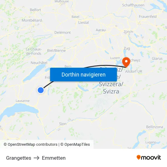 Grangettes to Emmetten map