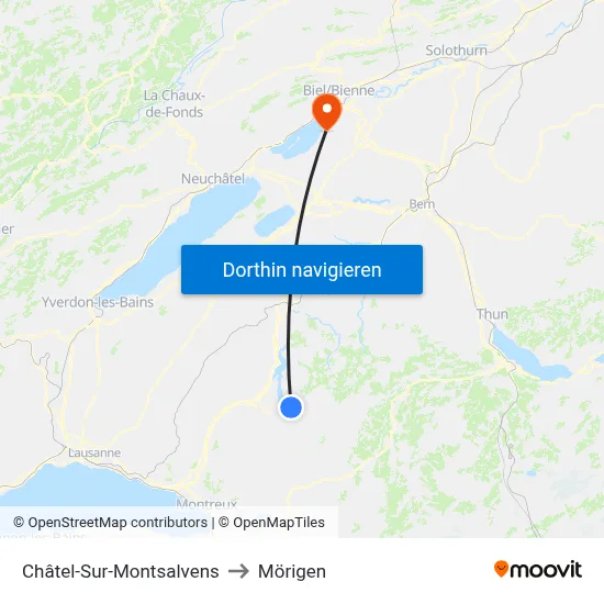 Châtel-Sur-Montsalvens to Mörigen map