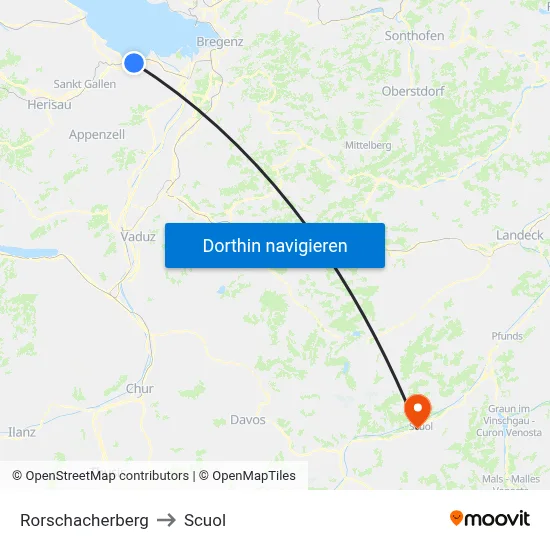 Rorschacherberg to Scuol map