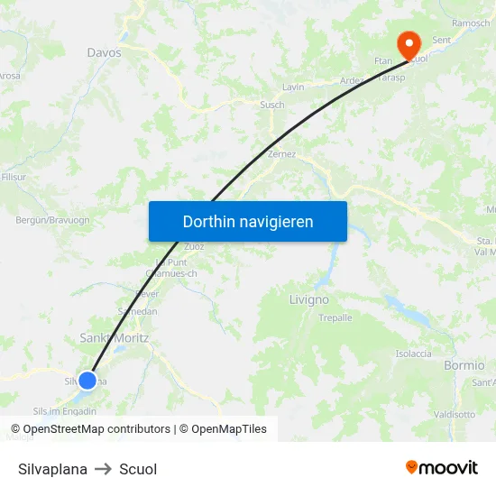 Silvaplana to Scuol map