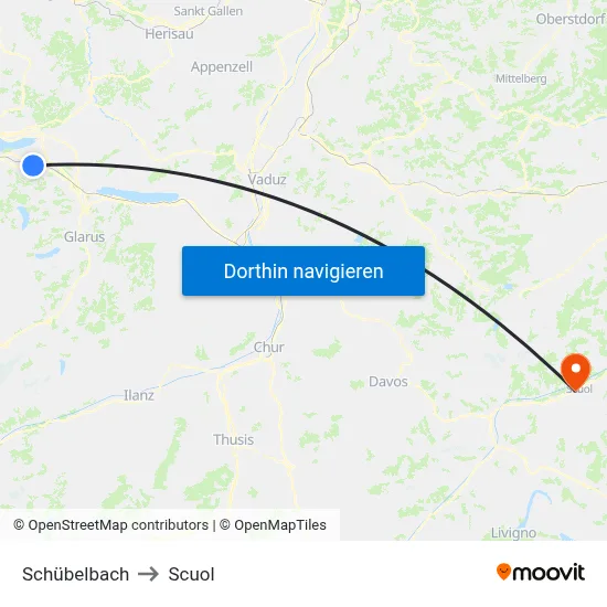 Schübelbach to Scuol map