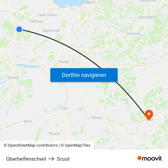 Oberhelfenschwil to Scuol map