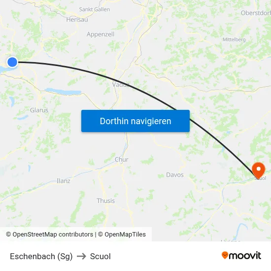 Eschenbach (Sg) to Scuol map