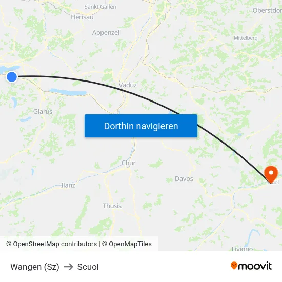 Wangen (Sz) to Scuol map