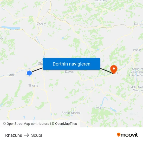 Rhäzüns to Scuol map