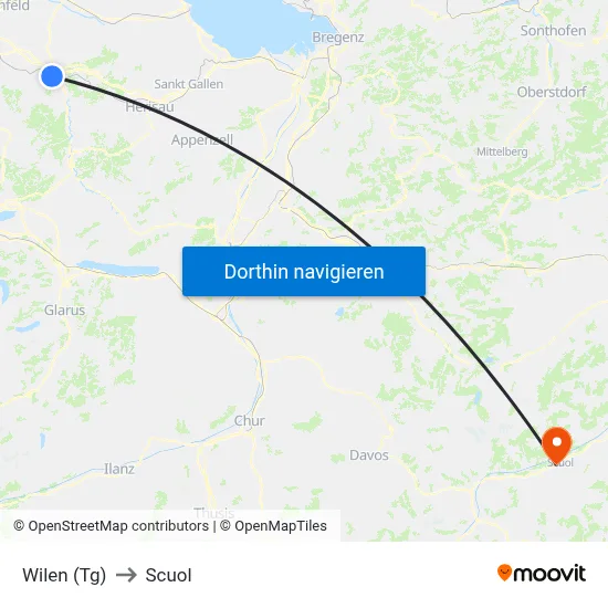 Wilen (Tg) to Scuol map