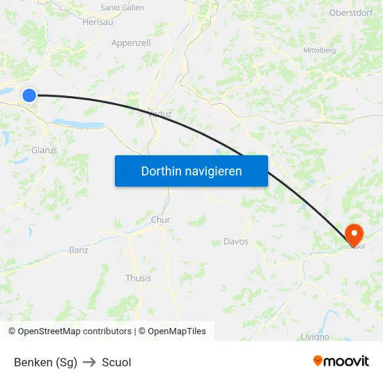 Benken (Sg) to Scuol map