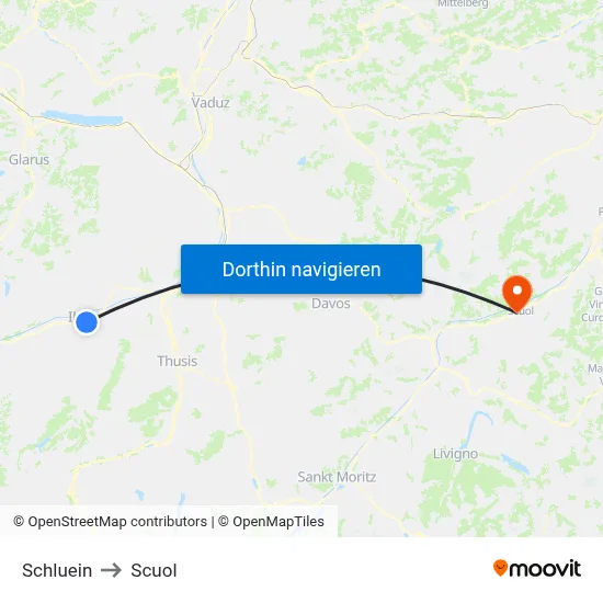 Schluein to Scuol map