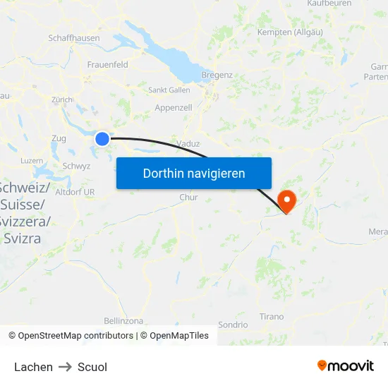 Lachen to Scuol map