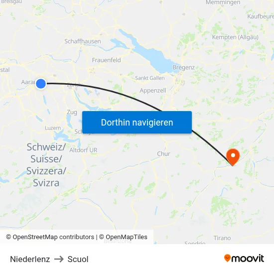 Niederlenz to Scuol map