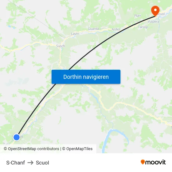 S-Chanf to Scuol map