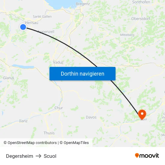 Degersheim to Scuol map