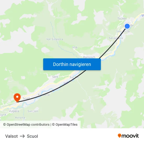 Valsot to Scuol map
