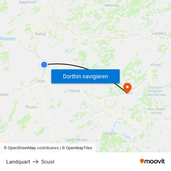 Landquart to Scuol map
