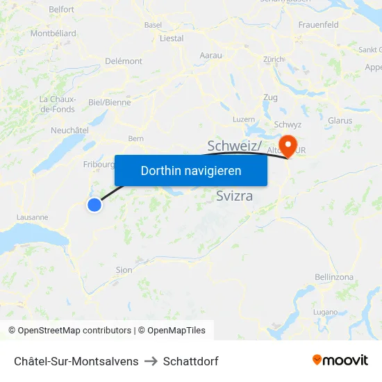 Châtel-Sur-Montsalvens to Schattdorf map