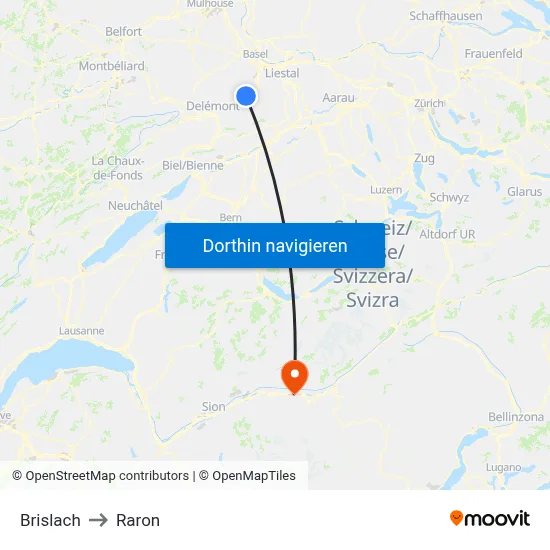 Brislach to Raron map
