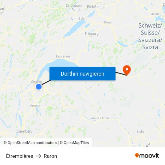 Étrembières to Raron map