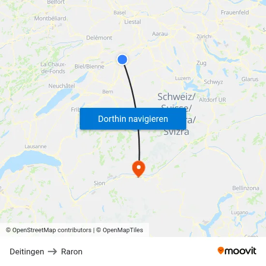 Deitingen to Raron map