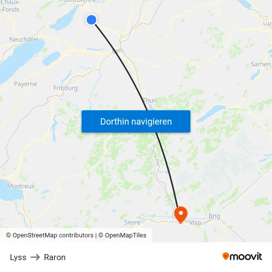 Lyss to Raron map
