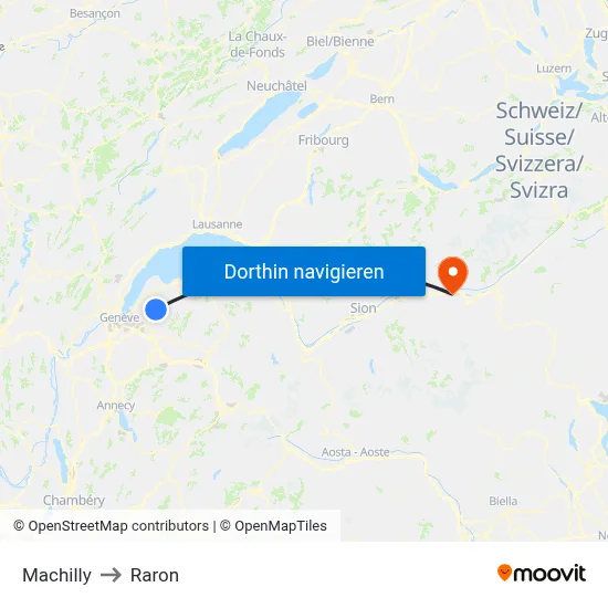 Machilly to Raron map