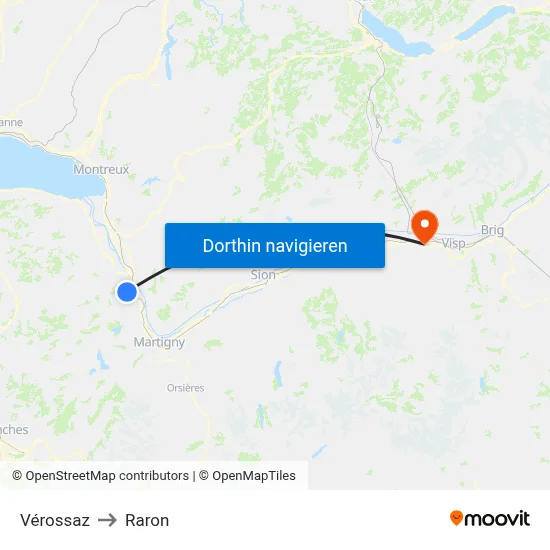 Vérossaz to Raron map