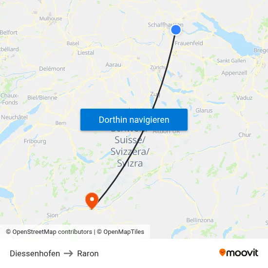 Diessenhofen to Raron map