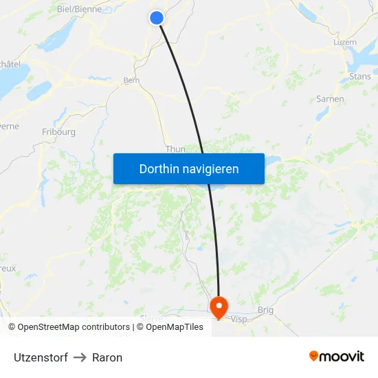 Utzenstorf to Raron map