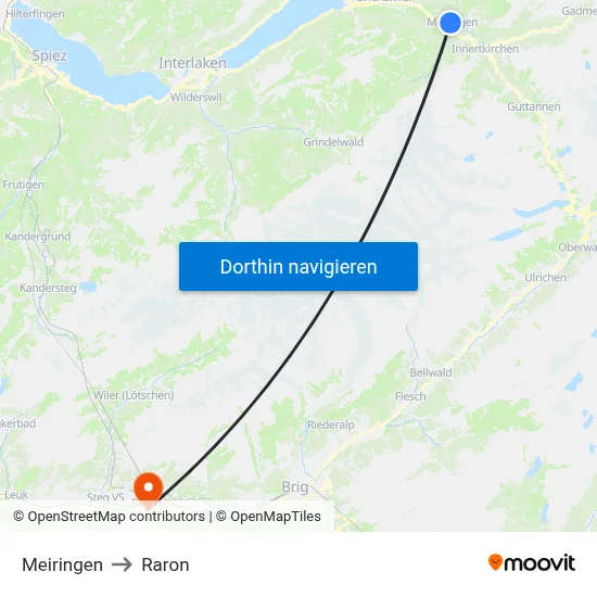Meiringen to Raron map