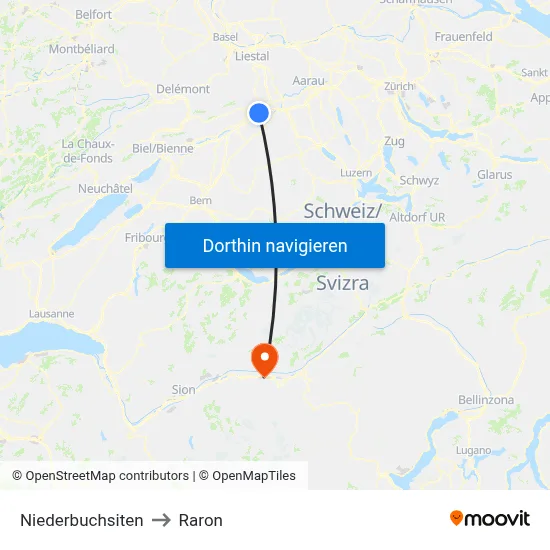 Niederbuchsiten to Raron map