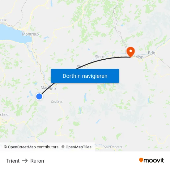 Trient to Raron map