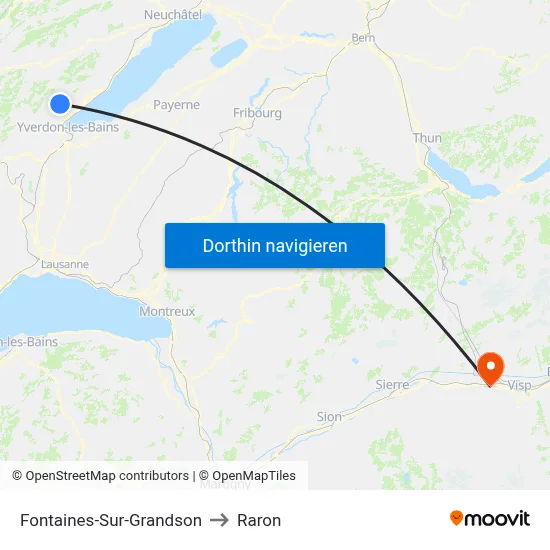 Fontaines-Sur-Grandson to Raron map