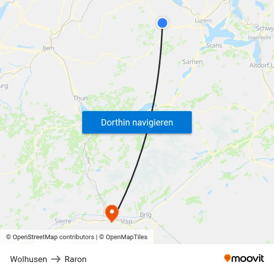 Wolhusen to Raron map