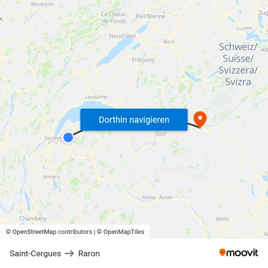 Saint-Cergues to Raron map