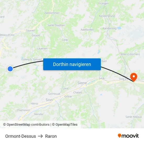 Ormont-Dessus to Raron map