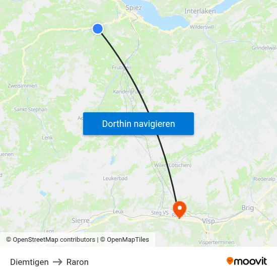 Diemtigen to Raron map
